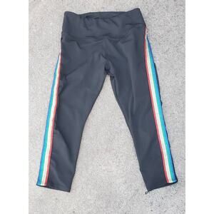 New York & Company rainbow glitter stripe high waist capri pants black large